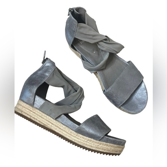 EILEEN FISHER Zoe Metallic Leather and Mesh Espadrille - Picture 2 of 11